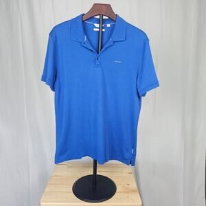 Calvin Klein Liquid Touch Polo Shirt Blue Size M NWOT Soft Cotton Blend
